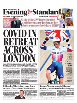 Evening Standard 05 août 2021 Abonnement London Evening Standard Pas Cher avec le BOUQUET ePresse.fr