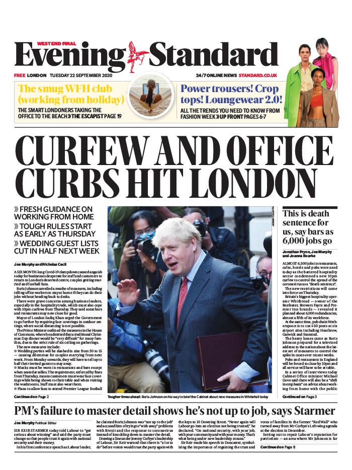 Evening Standard 22 septembre 2020 Abonnement London Evening Standard Pas Cher avec le BOUQUET ePresse.fr