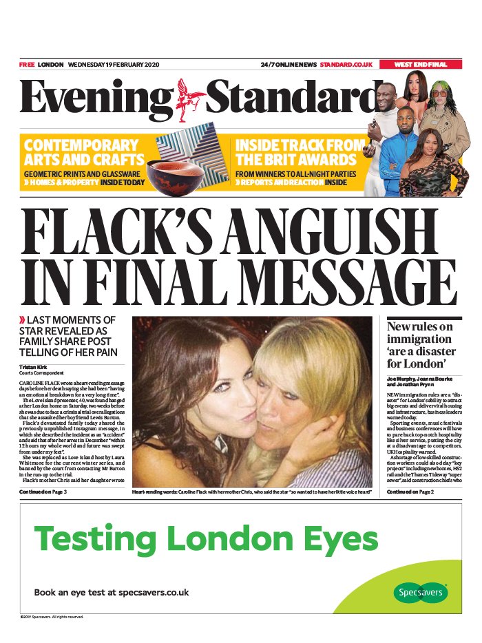 Evening Standard 19 février 2020 Abonnement London Evening Standard Pas Cher avec le BOUQUET ePresse.fr