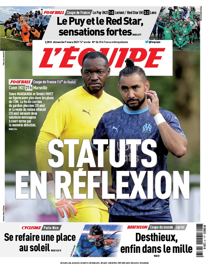 L'Equipe 07 mars 2021 L'Equipe du 07 mars 2021