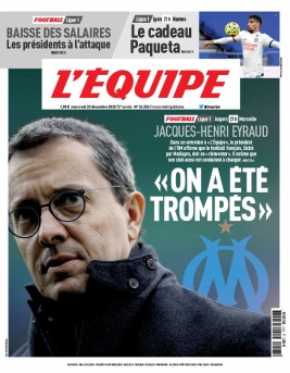 L'Equipe 23 décembre 2020 L'Equipe N°24254 du 23 décembre 2020 à télécharger sur iPad