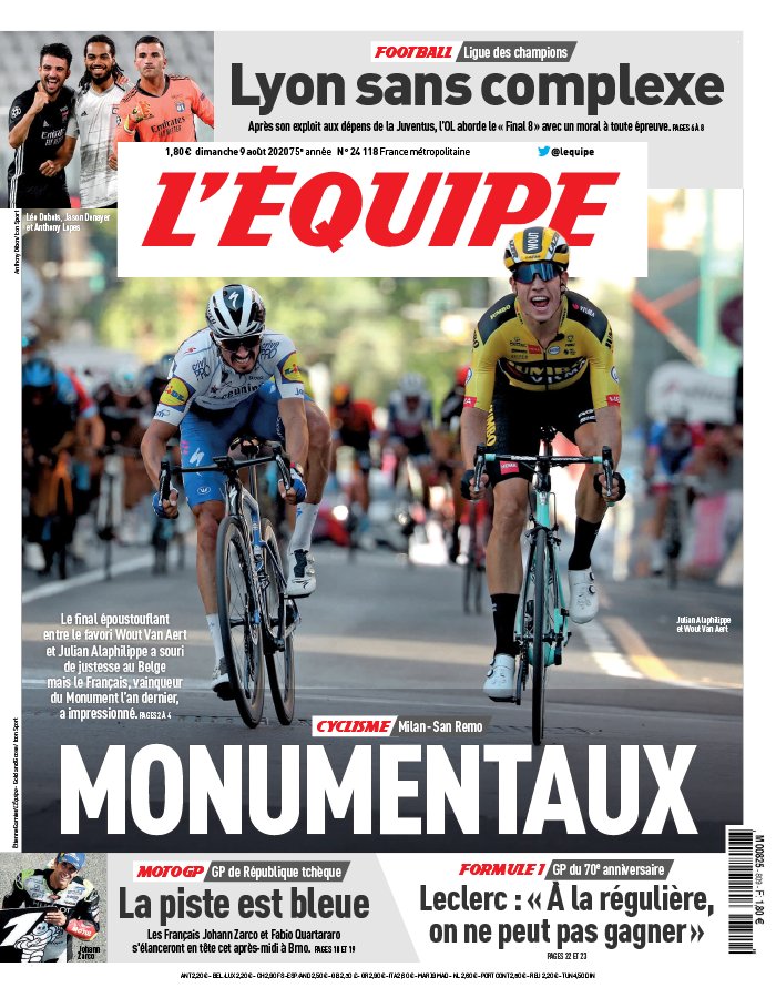 L'Equipe 09 août 2020 L'Equipe du 09 août 2020