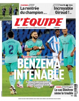 L'Equipe 22 juin 2020 L'Equipe N°24070 du 22 juin 2020 à télécharger sur iPad
