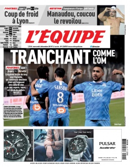 L'Equipe 04 décembre 2019 L'Equipe N°23870 du 04 décembre 2019 à télécharger sur iPad