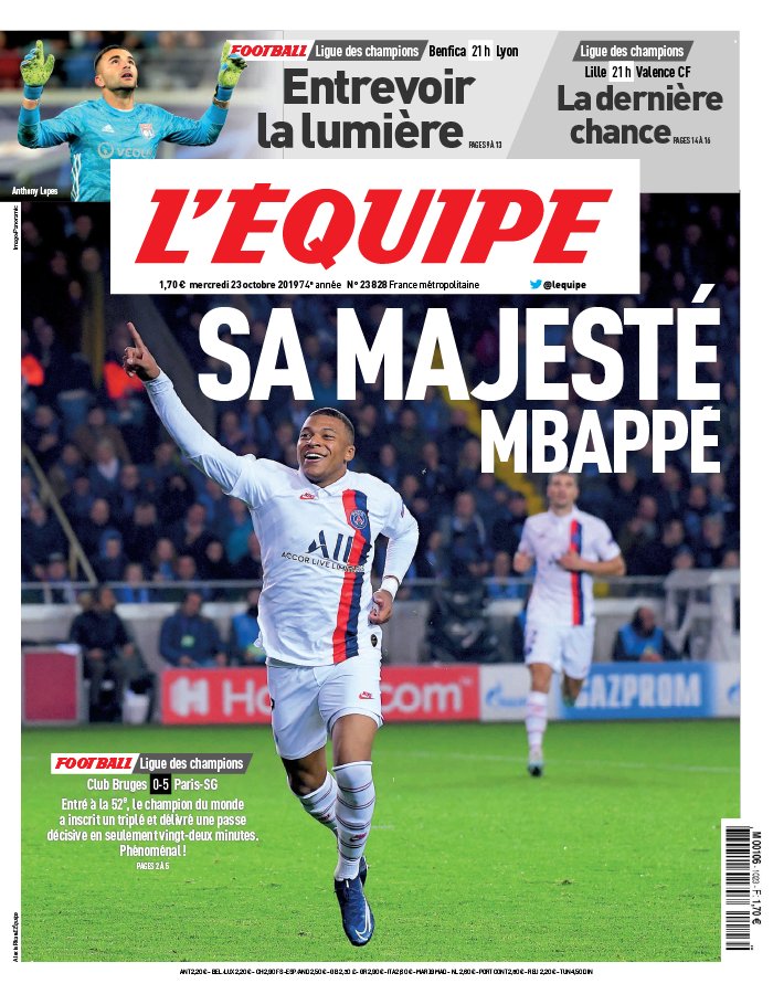 L'Equipe 23 octobre 2019 L'Equipe du 23 octobre 2019