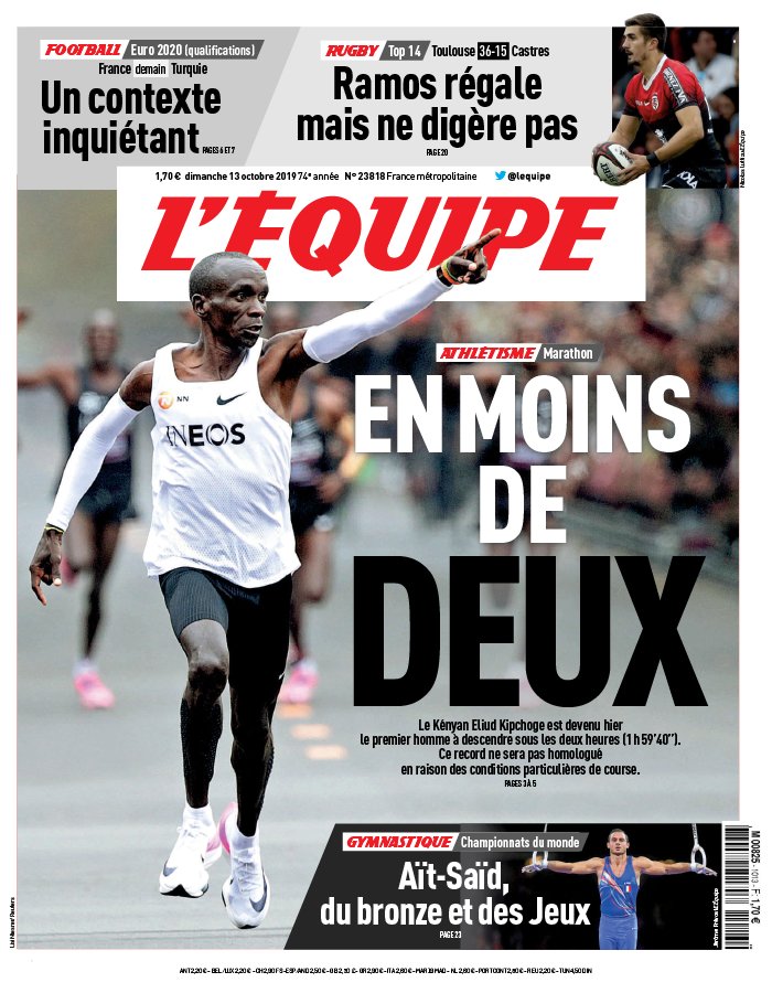 L'Equipe 13 octobre 2019 L'Equipe N°23818 du 13 octobre 2019 à télécharger sur iPad
