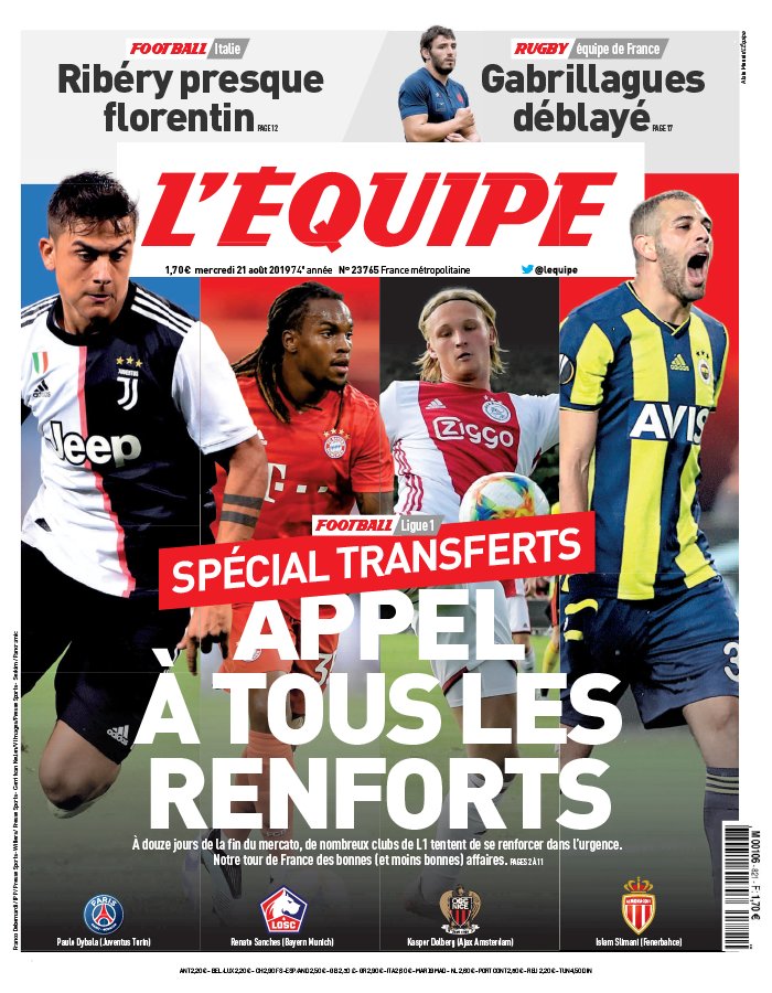 L'Equipe 21 août 2019 L'Equipe N°23765 du 21 août 2019 à télécharger sur iPad