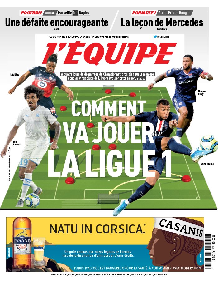 L'Equipe 05 août 2019 L'Equipe N°23749 du 05 août 2019 à télécharger sur iPad