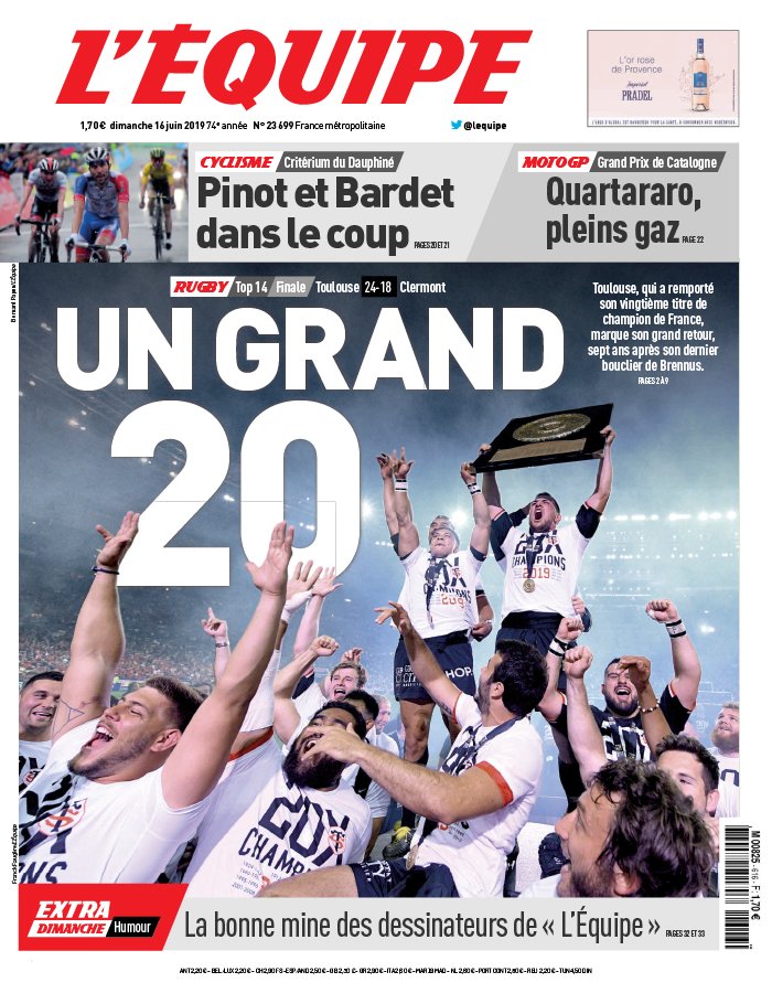 L'Equipe 16 juin 2019 L'Equipe N°23699 du 16 juin 2019 à télécharger sur iPad