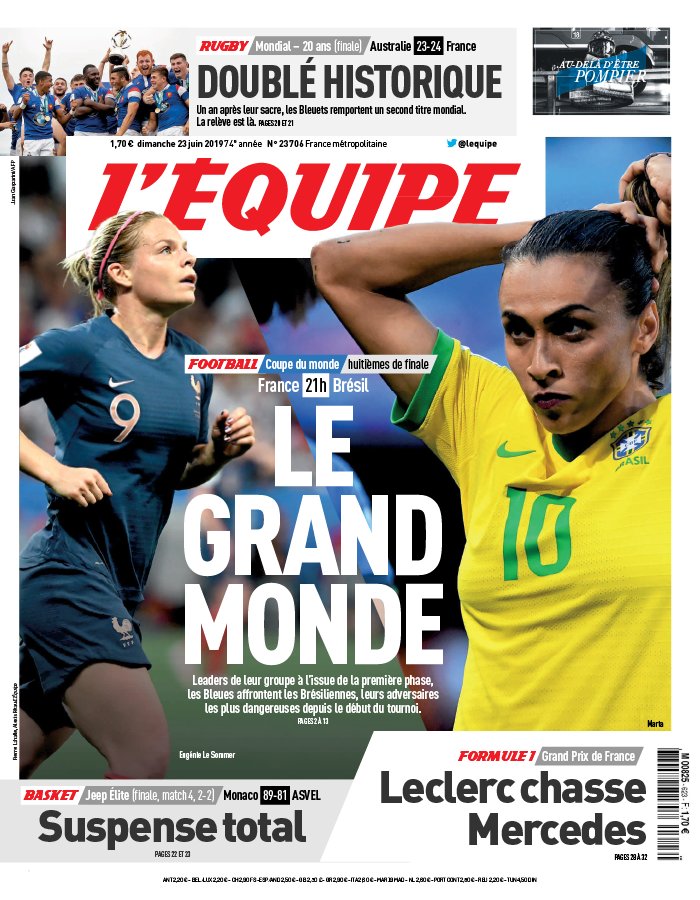 L'Equipe 23 juin 2019 L'Equipe N°23706 du 23 juin 2019 à télécharger sur iPad
