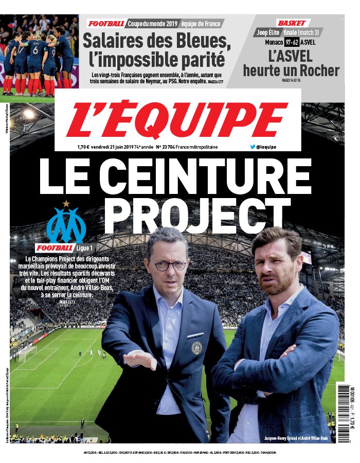 L'Equipe 21 juin 2019 L'Equipe N°23704 du 21 juin 2019 à télécharger sur iPad
