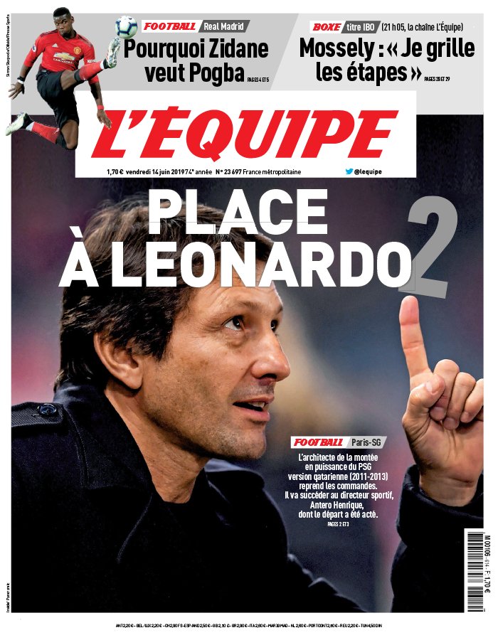 L'Equipe 14 juin 2019 L'Equipe N°23702 du 14 juin 2019 à télécharger sur iPad