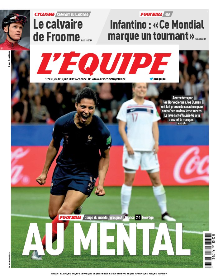 L'Equipe 13 juin 2019 L'Equipe N°23701 du 13 juin 2019 à télécharger sur iPad