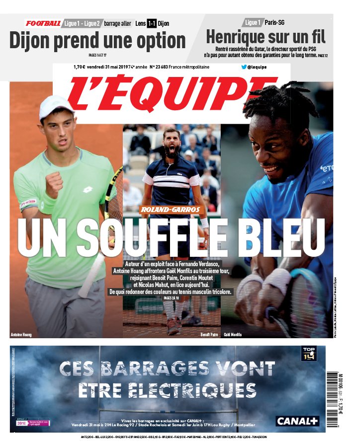L'Equipe 31 mai 2019 L'Equipe N°23688 du 31 mai 2019 à télécharger sur iPad