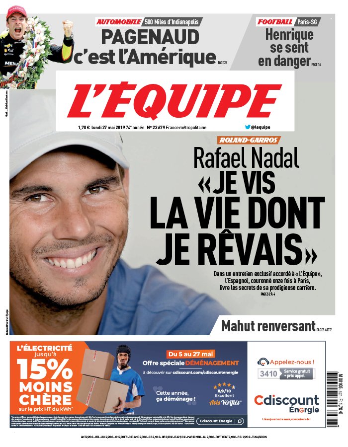 L'Equipe 27 mai 2019 L'Equipe N°23684 du 27 mai 2019 à télécharger sur iPad