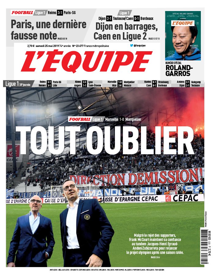 L'Equipe 25 mai 2019 L'Equipe N°23682 du 25 mai 2019 à télécharger sur iPad