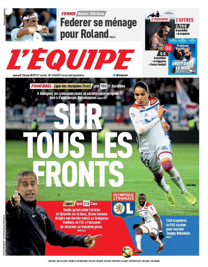 L'Equipe 18 mai 2019 L'Equipe N°23675 du 18 mai 2019 à télécharger sur iPad