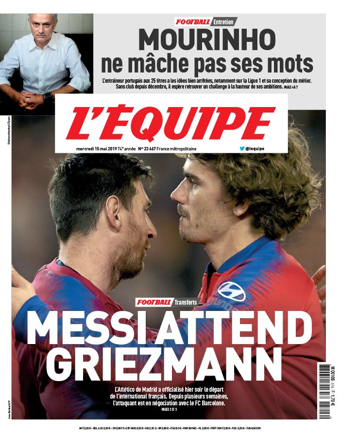 L'Equipe 15 mai 2019 L'Equipe N°23672 du 15 mai 2019 à télécharger sur iPad