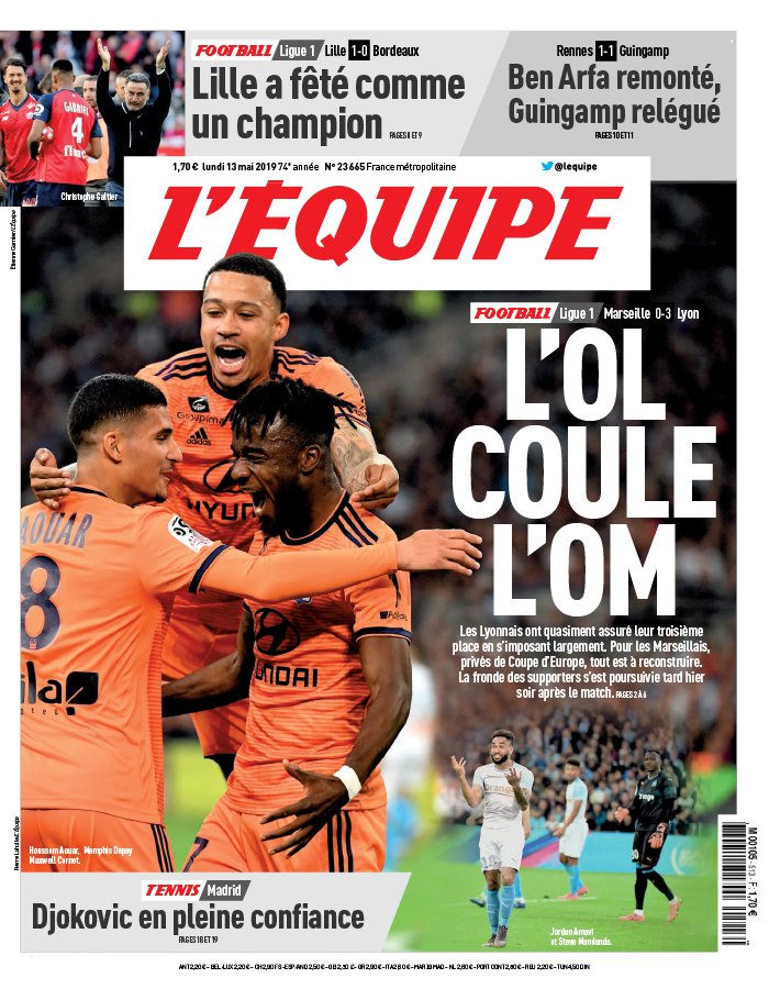 L'Equipe 13 mai 2019 L'Equipe N°23670 du 13 mai 2019 à télécharger sur iPad