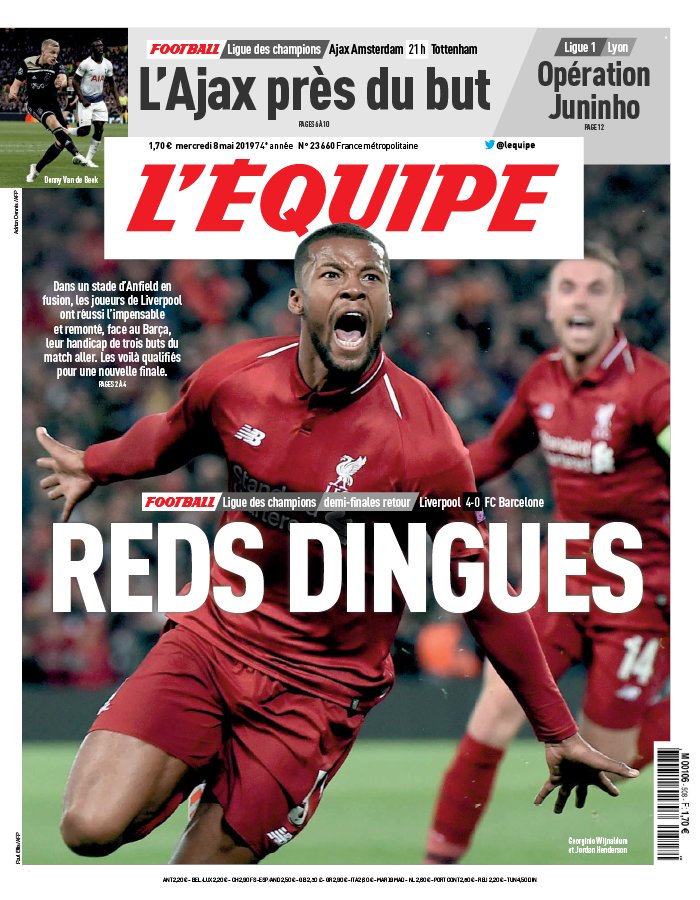 L'Equipe 08 mai 2019 L'Equipe N°23665 du 08 mai 2019 à télécharger sur iPad
