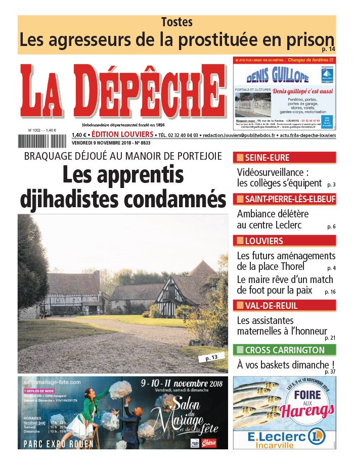 La Dépêche N°8833 du 09 novembre 2018 à télécharger sur iPad