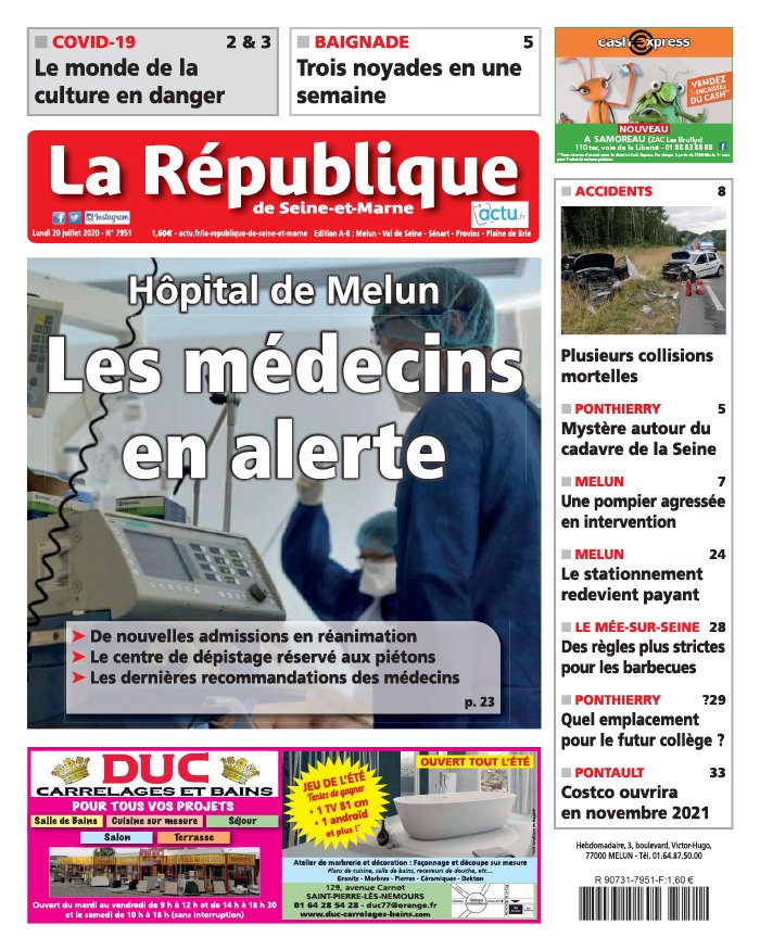 La République de Seine et Marne N°7951 du 20 juillet 2020 à télécharger sur iPad