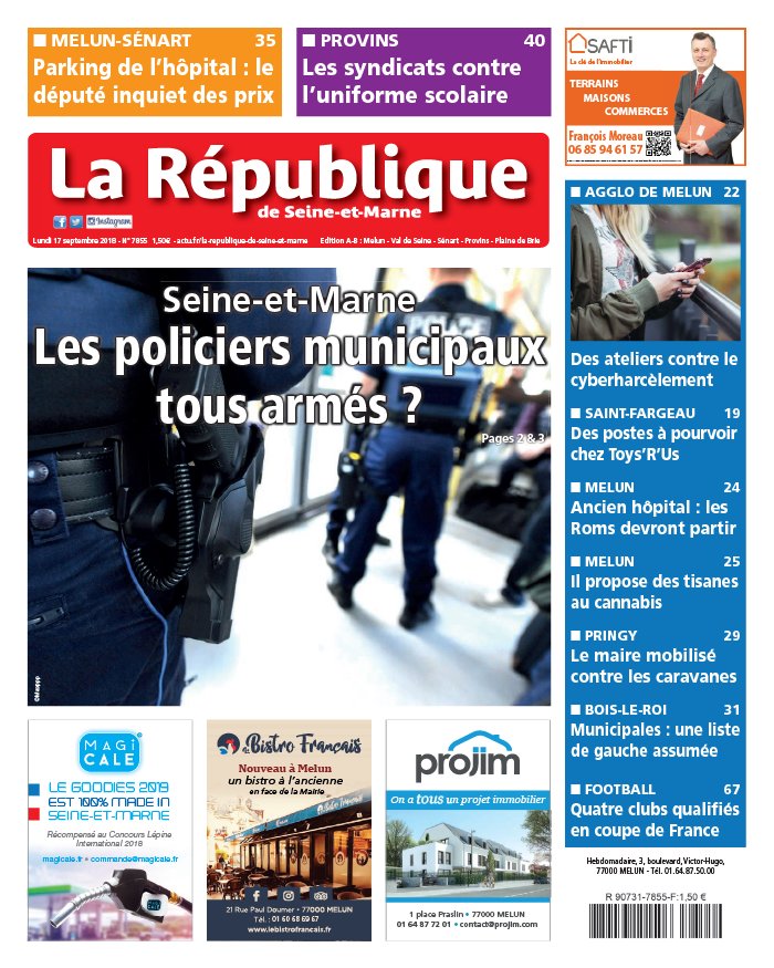 La République de Seine et Marne N°7855 du 17 septembre 2018 à télécharger sur iPad