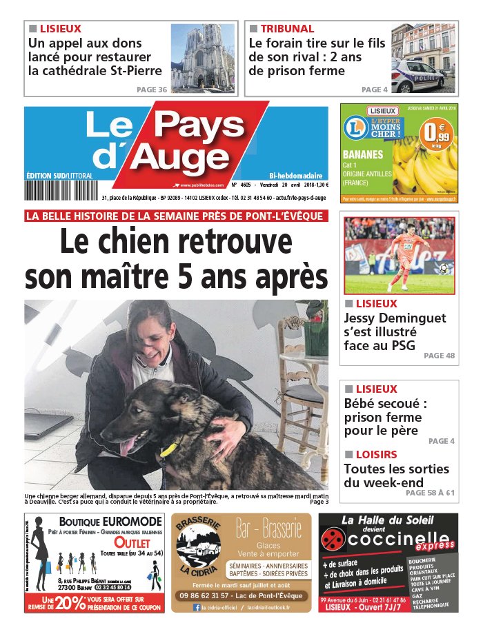 Le Pays d'Auge N°4605 du 20 avril 2018 à télécharger sur iPad