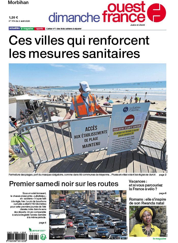 Dimanche Ouest-France 02 août 2020 Dimanche Ouest-France - Vannes du 02 août 2020