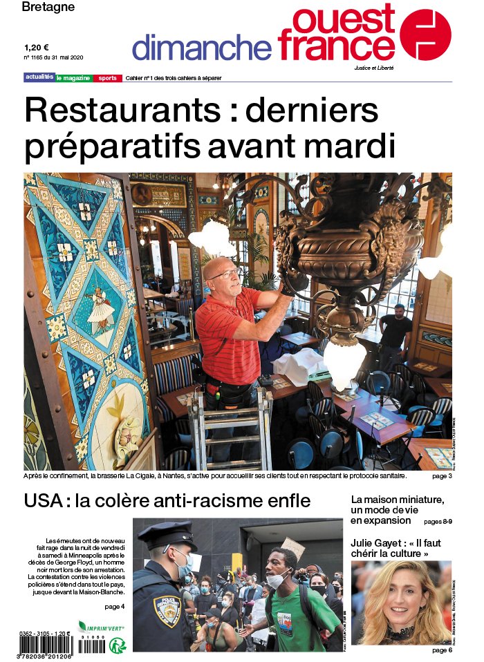 Dimanche Ouest-France 31 mai 2020 Dimanche Ouest-France - Vannes du 31 mai 2020