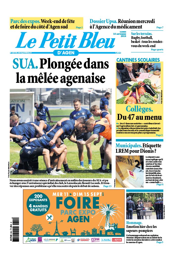 Le Petit Bleu d'Agen 14 septembre 2019 Le Petit Bleu d'Agen N°20190914 du 14 septembre 2019 à télécharger sur iPad