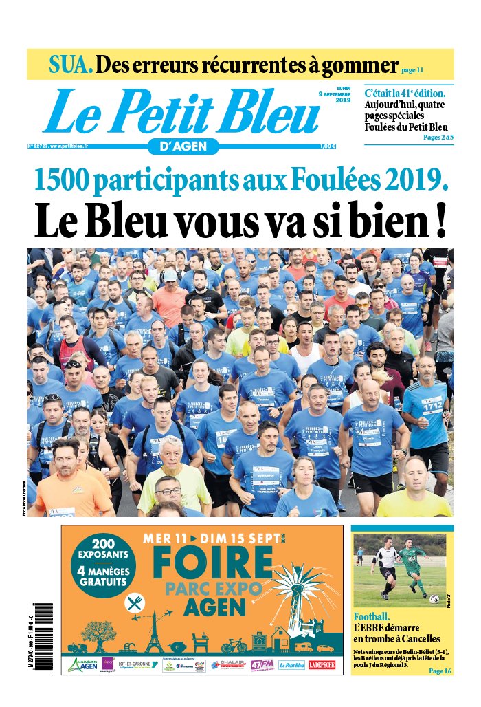 Le Petit Bleu d'Agen 09 septembre 2019 Le Petit Bleu d'Agen N°20190909 du 09 septembre 2019 à télécharger sur iPad