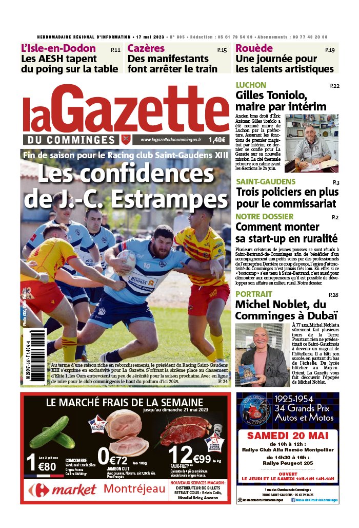 La Gazette du Comminges N°805 du 17 mai 2023 à télécharger sur iPad La Gazette du Comminges N°805 du 17 mai 2023 à télécharger sur iPad