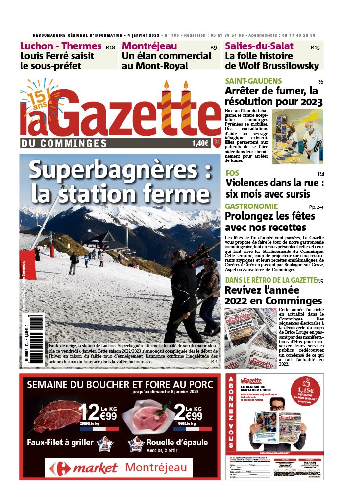 La Gazette du Comminges N°786 du 04 janvier 2023 à télécharger sur iPad La Gazette du Comminges N°786 du 04 janvier 2023 à télécharger sur iPad