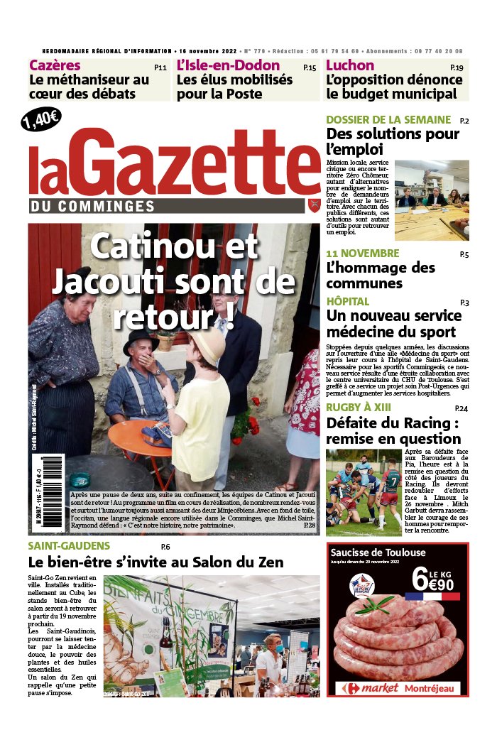La Gazette du Comminges N°779 du 16 novembre 2022 à télécharger sur iPad La Gazette du Comminges N°779 du 16 novembre 2022 à télécharger sur iPad