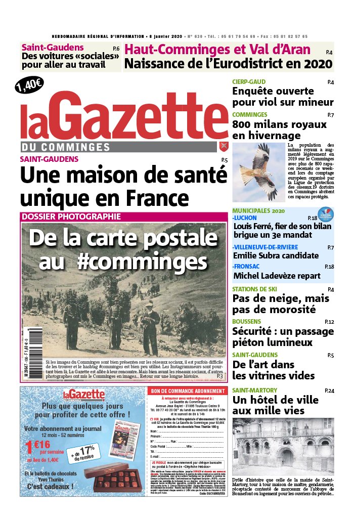 La Gazette du Comminges N°630 du 08 janvier 2020 à télécharger sur iPad La Gazette du Comminges N°630 du 08 janvier 2020 à télécharger sur iPad