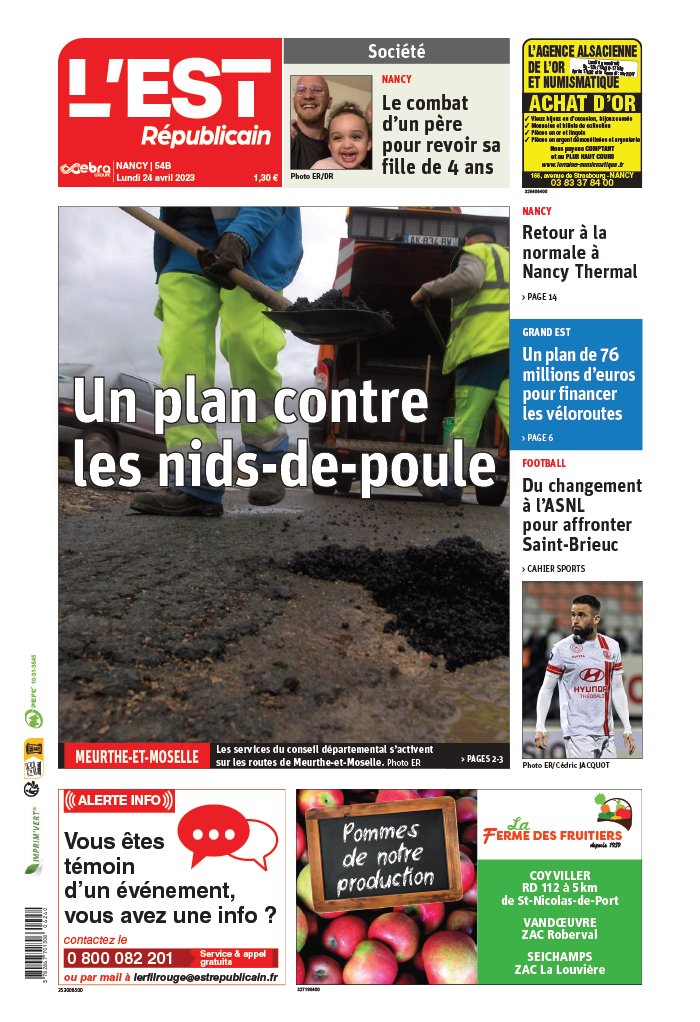 Republicain L'Est Républicain N°20230424 du 24 avril 2023 à télécharger sur iPad