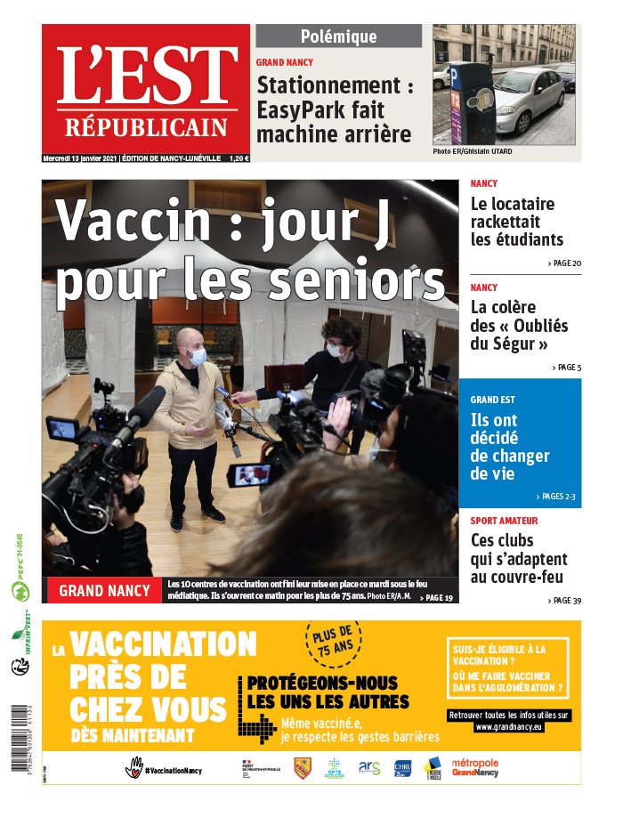 L'Est Républicain - Nancy du 13 janvier 2021