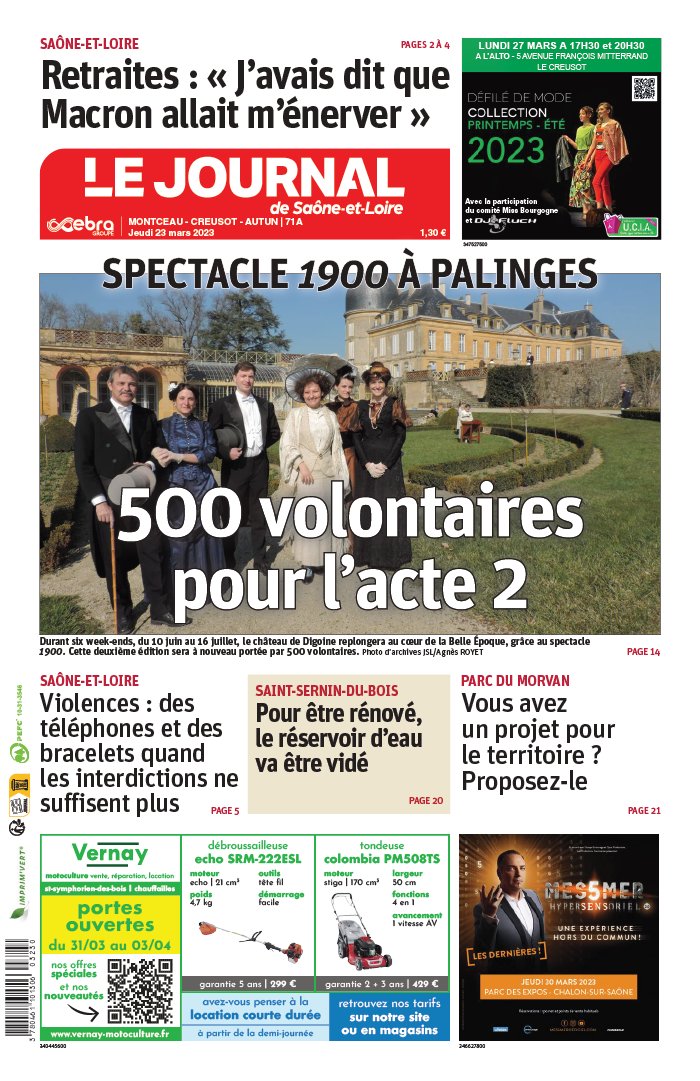 Le Journal De Saône Et Loire N°20230323 Du 23 Mars 2023 à Télécharger ...