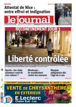 Le Journal de Saône et Loire N°20201030 du 30 octobre 2020 à télécharger sur iPad