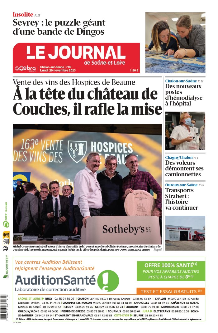 Le Journal De Saône Et Loire N°20231120 Du 20 Novembre 2023 à ...