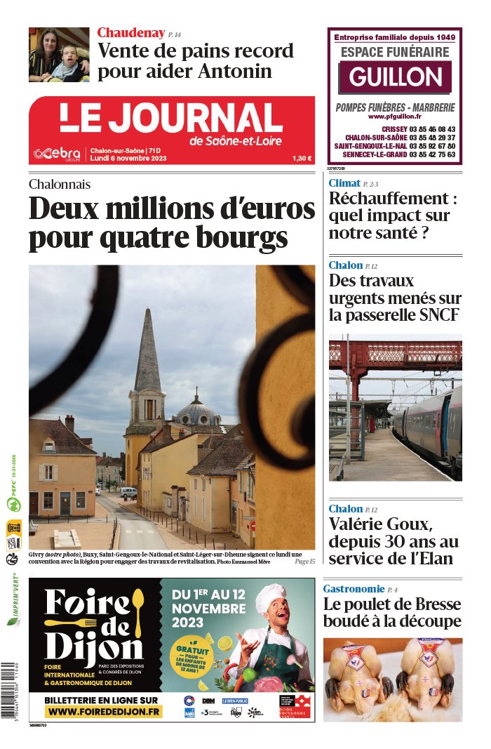 Le Journal De Saône Et Loire N°20231106 Du 06 Novembre 2023 à ...