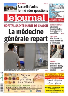 Le Journal de Saône et Loire N°20191113 du 13 novembre 2019 à télécharger sur iPad