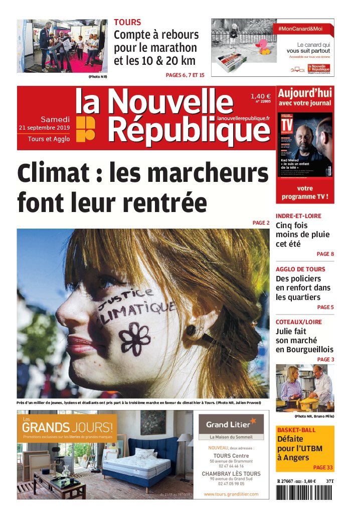 La Nouvelle République 21 septembre 2019 Abonnement Nouvelle République Pas Cher avec le BOUQUET ePresse.fr