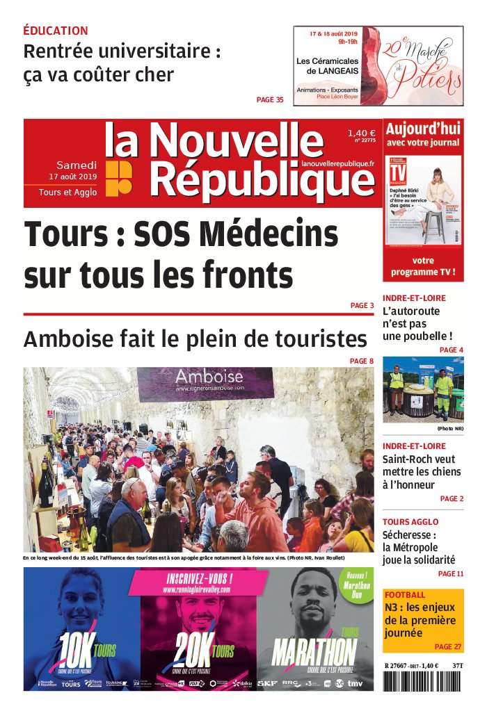 La Nouvelle République 17 août 2019 Abonnement Nouvelle République Pas Cher avec le BOUQUET ePresse.fr