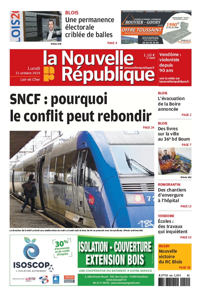 La Nouvelle République 21 octobre 2019 Abonnement Nouvelle République Pas Cher avec le BOUQUET ePresse.fr