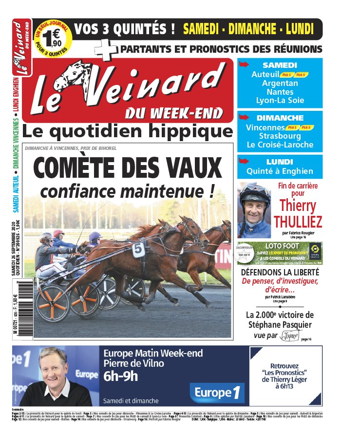 Le Veinard 26 septembre 2020 Abonnement Le Veinard