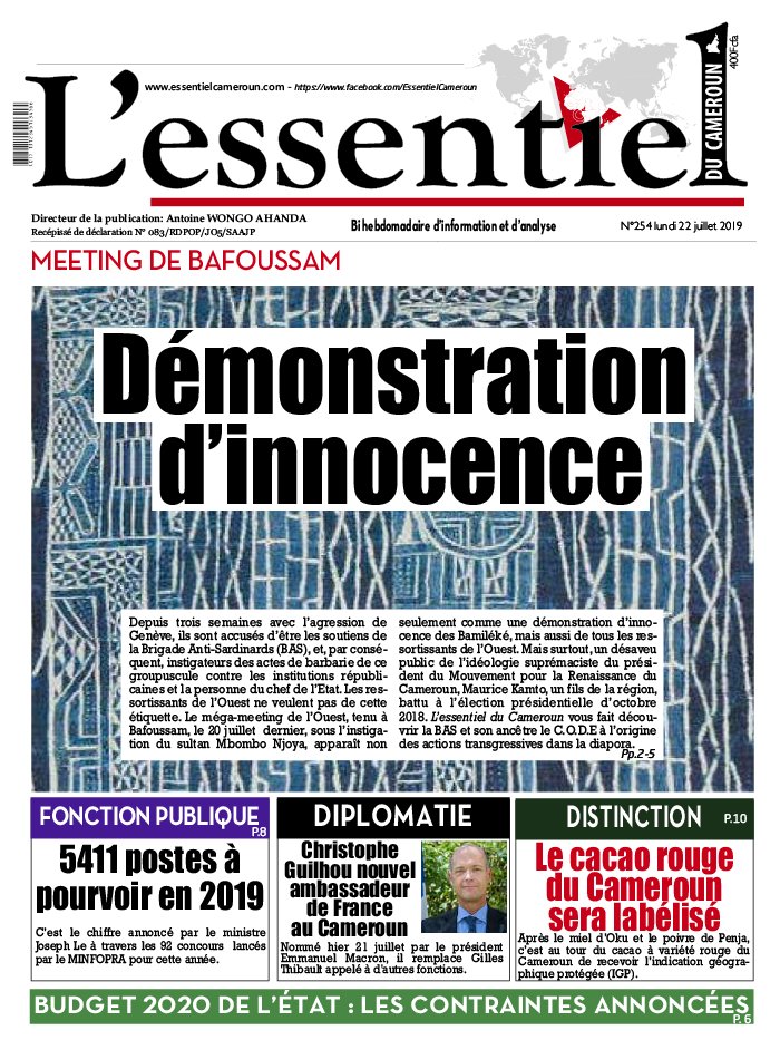 L'essentiel du Cameroun 22 juillet 2019 L'essentiel du Cameroun du 22 juillet 2019