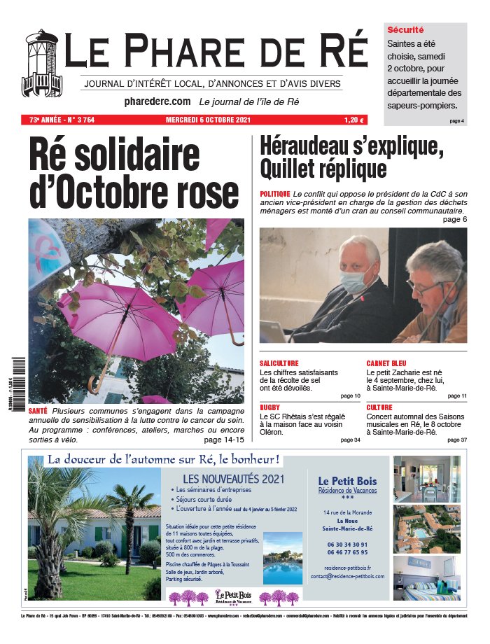 Le Phare de Ré N°3764 du 06 octobre 2021 à télécharger sur iPad Le Phare de Ré N°3764 du 06 octobre 2021 à télécharger sur iPad