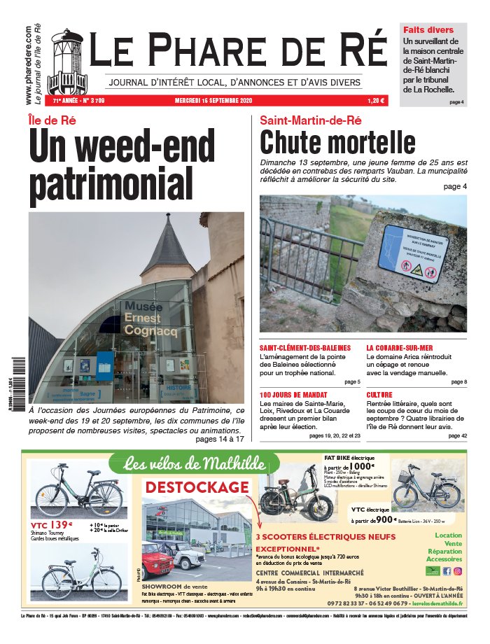 Le Phare de Ré 16 septembre 2020 Abonnement Le Phare de Ré Pas Cher avec le BOUQUET INFO ePresse.fr